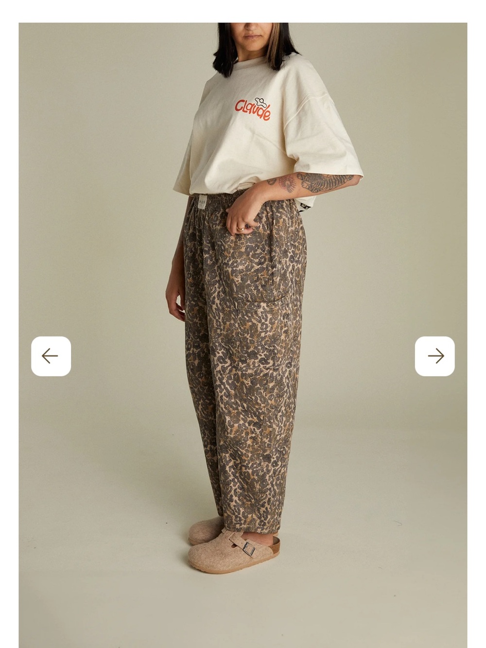 Claude Brown Leopard Print Elastic Waist Trouser Pants - Picture 7 of 10